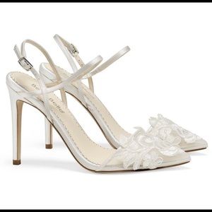 Bella Belle Ivory Sylvia lace floral wedding heels